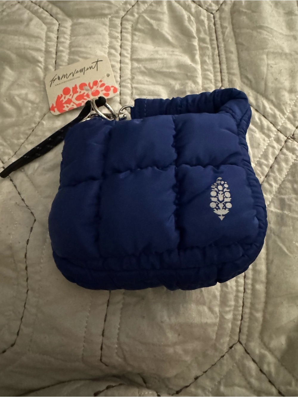 FP Movement by Free People Blue Quilted Wristlet Key & Card Holder